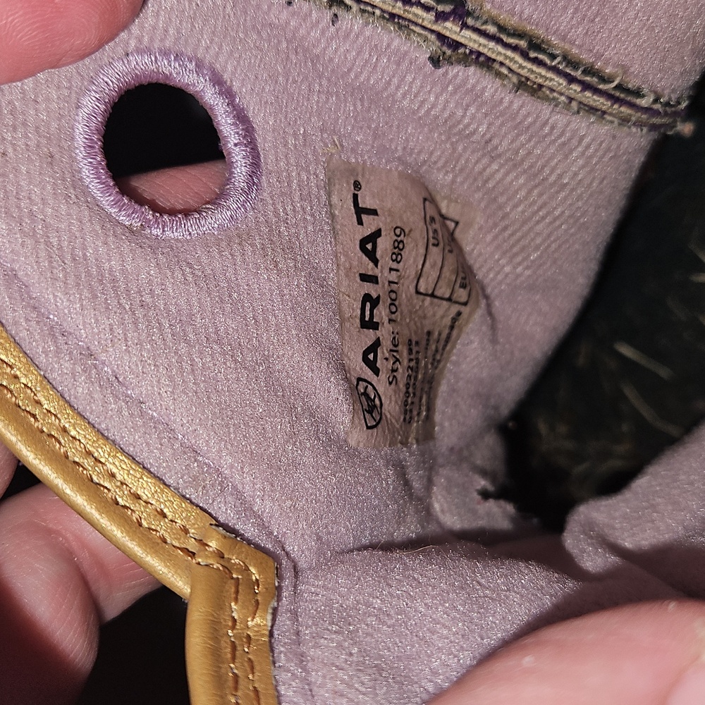 Ariat Women Size 5 Brown/Purple Cowboy Boots - Picture 3 of 6